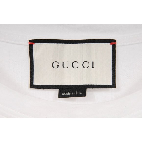 Gucci Mens L' Aveugle Par Amour T Shirt Large White Black Embroidered Butterfly - Picture 4 of 10